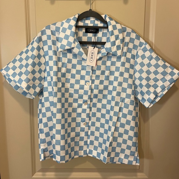 Cider Checkerboard Short Sleeve Button Up - Picture 1 of 3